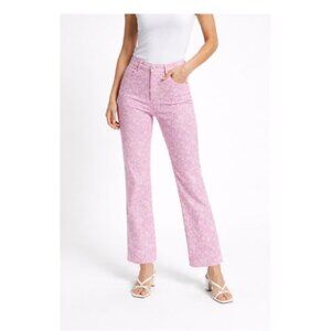 ZARA Women's pink white flower daisy pattern slim XS pants